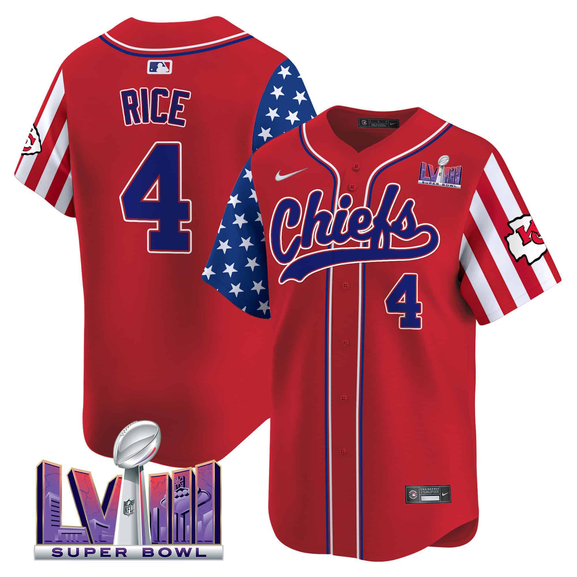 Men Kansas City Chiefs #4 Rice Red 2024 Nike Independence Day Vapor Premier Limited NFL Jersey